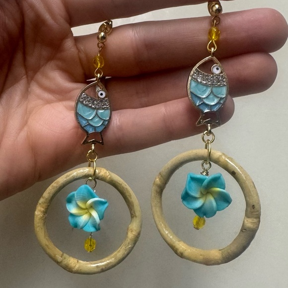 Jewelry - Plumeria in Bamboo Tiki Earrings